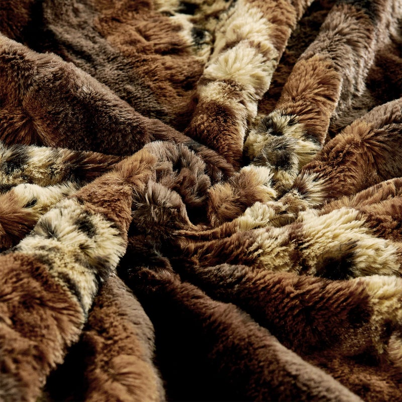 Home Soft Things Animal Printed Double Sided Faux Fur Throw, 50" x 60'', Brushed Leopard Heavy Warm Soft Stripe Throw Blanket for Kids Adults Great Gifts - Image 5